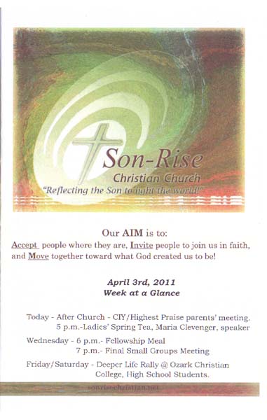 Church Bulletin Front